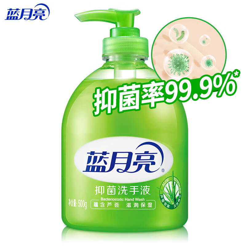 蓝月亮/Bluemoon 500g 多用途清洁剂 芦荟抑菌洗手液泡沫丰富500g瓶 清洁抑菌99.9%学生适用